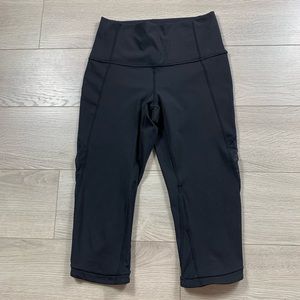 Lululemon Black Luxtreme Mesh High Rise Run Training Crop Leggings
